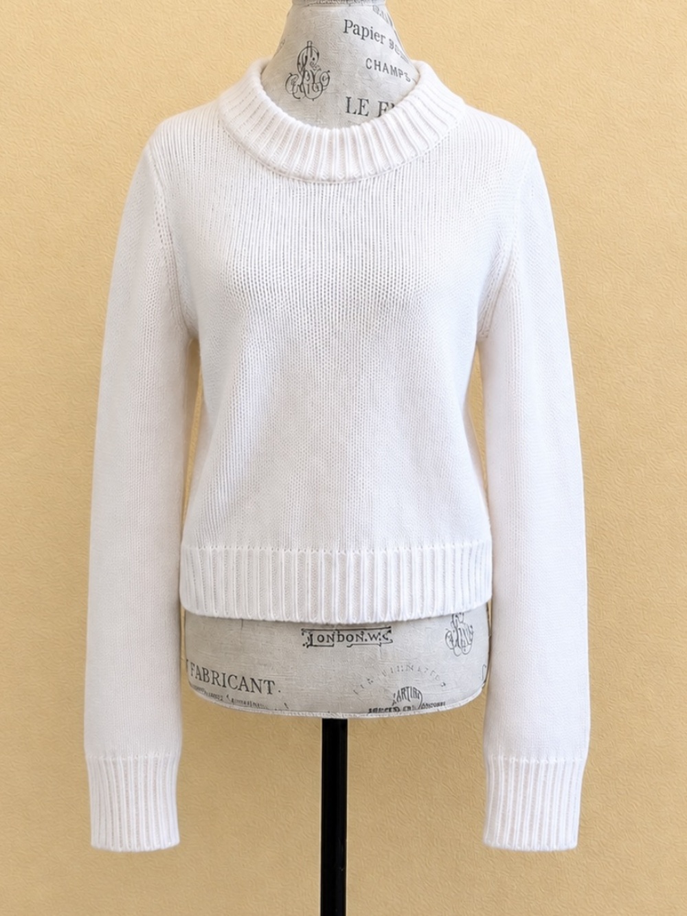 NWOT! La Ligne Solid Mini Marin Cream Wool Cashmere Sweater Size Medium - Picture 5 of 10